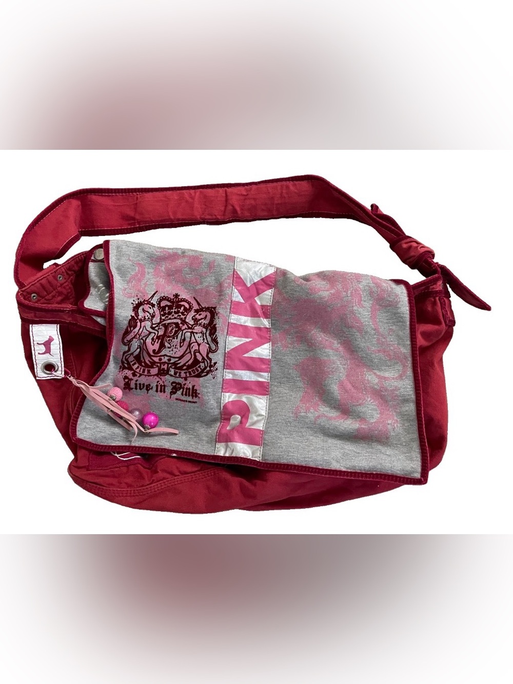 Vintage Victoria’s Secret Love PINK ROCK N’ ROLL Oversized DUFFLE Messenger BAG